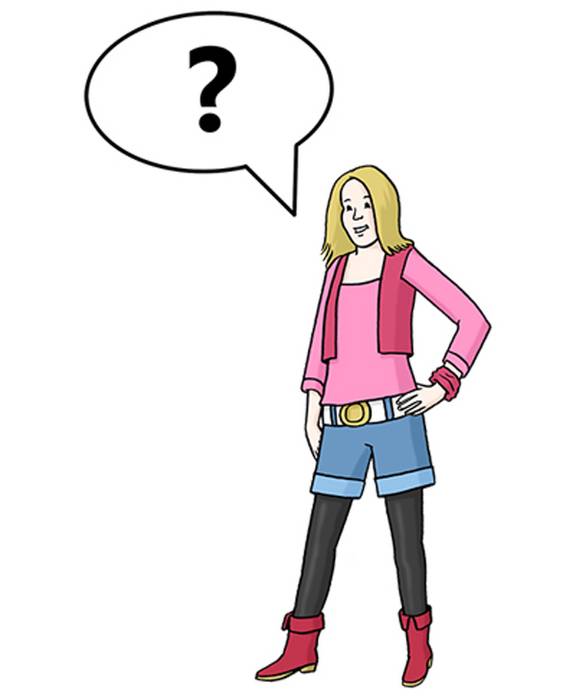 Jugendliche hat Fragen (Leichte Sprache) © Illustrator Stefan Albers, Atelier Fleetinsel Jugendlichen Sprechblase mit Fragezeichen